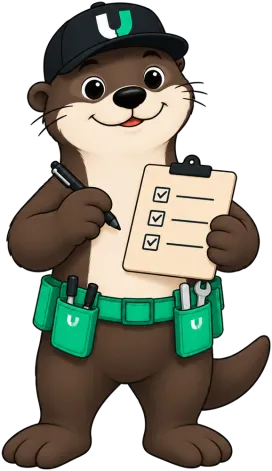 Otis, the Joiner otter, with his clipboard and pen, ready to go.